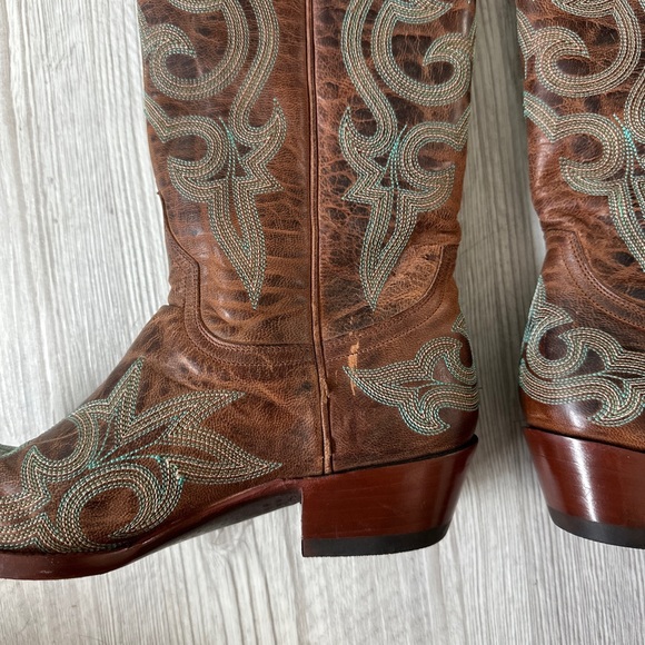 Old Gringo | Rust Diego Cowboy Boots Turquoise Stitching 7.5 Western Cowgirl - Picture 6 of 9